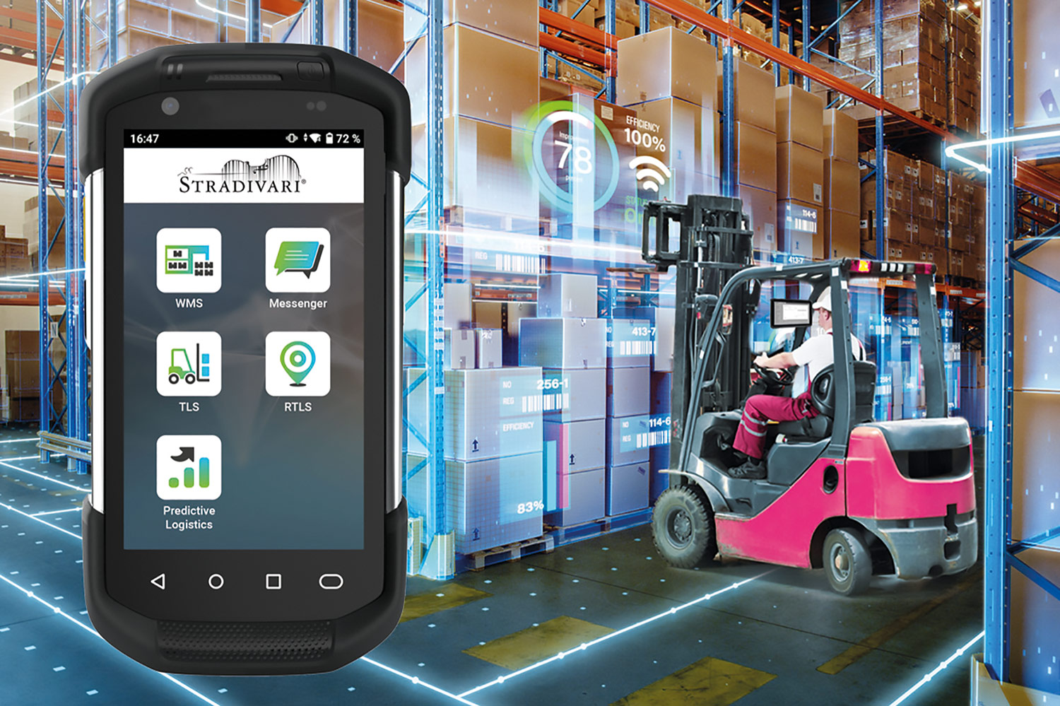 Die Module der KI-gestützten und skalierbaren Logistik-Plattform Stradivari® können auf der LogiMAT 2025 live entdeckt werden.